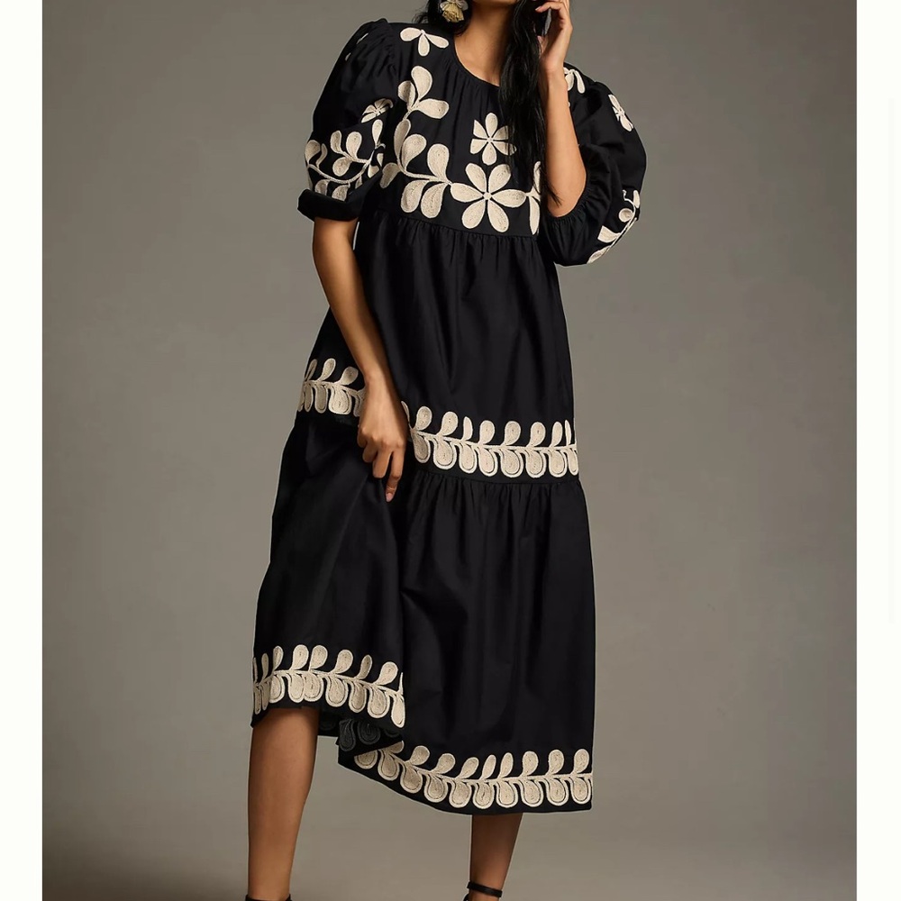 byAnthropologie embroidered midi dress